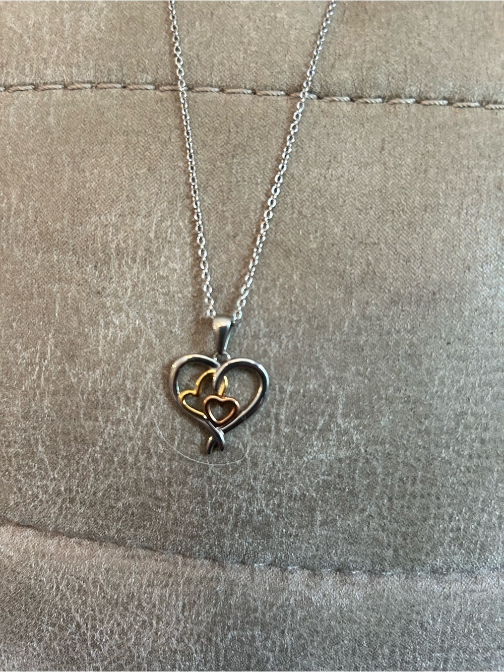Two-Tone Heart Pendant Necklace - Silver and Gold